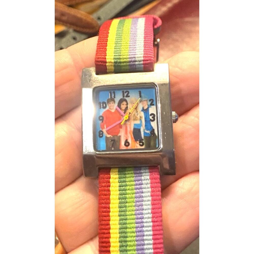 Disney Character Watch, Silver Tone with Striped Fabric Band